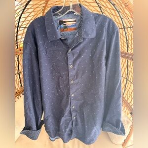 Men’s blue button down long sleeve, Robert Graham Paisley shirt